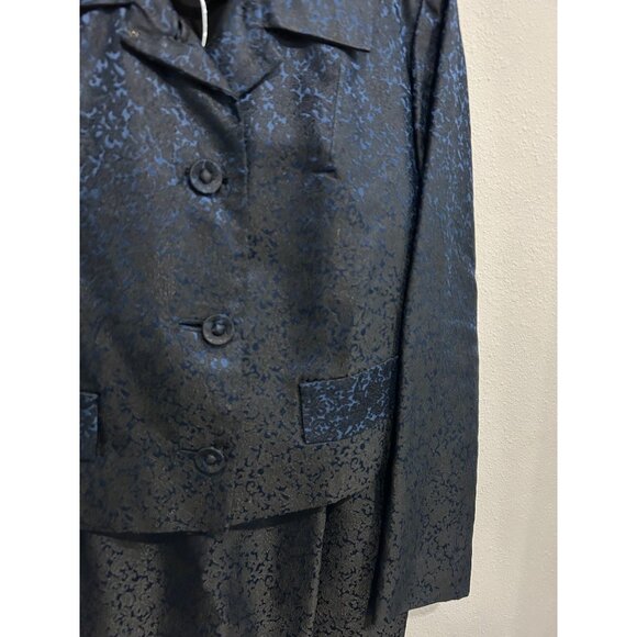 Laxmilelas Tailored Blue Brocade Dress Suit Custom-Made Elegant 2 Piece Design - Picture 4 of 12